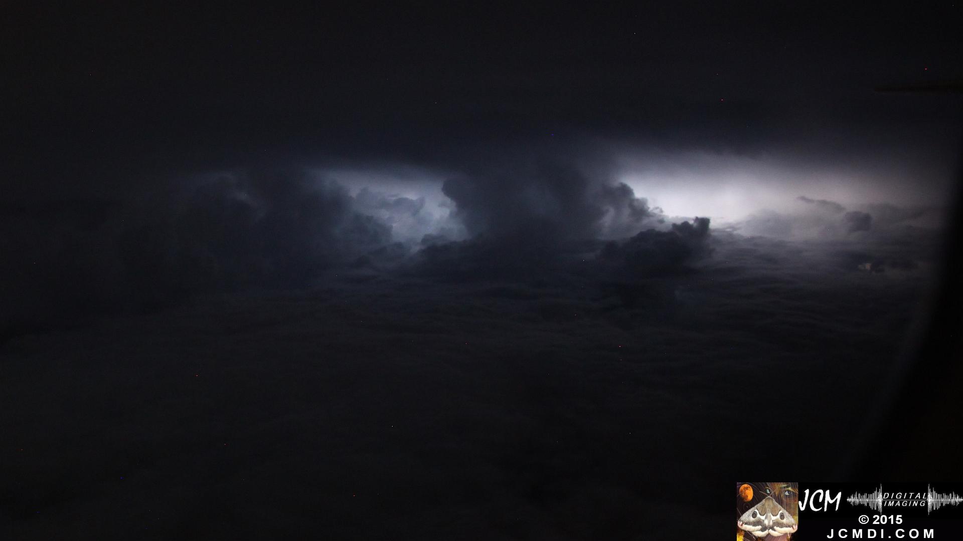 Cloud lightning from aircraft window � BNA to LAX 7-28-2015 hand-held, Canon 5D Mk2